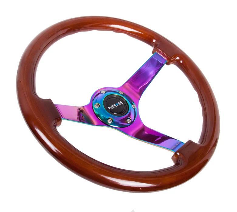 350MM 3" DEEP DISH WOOD GRAIN STEERING WHEEL - Image 5